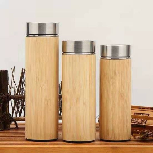Gourde isotherme en Bambou fond plastique